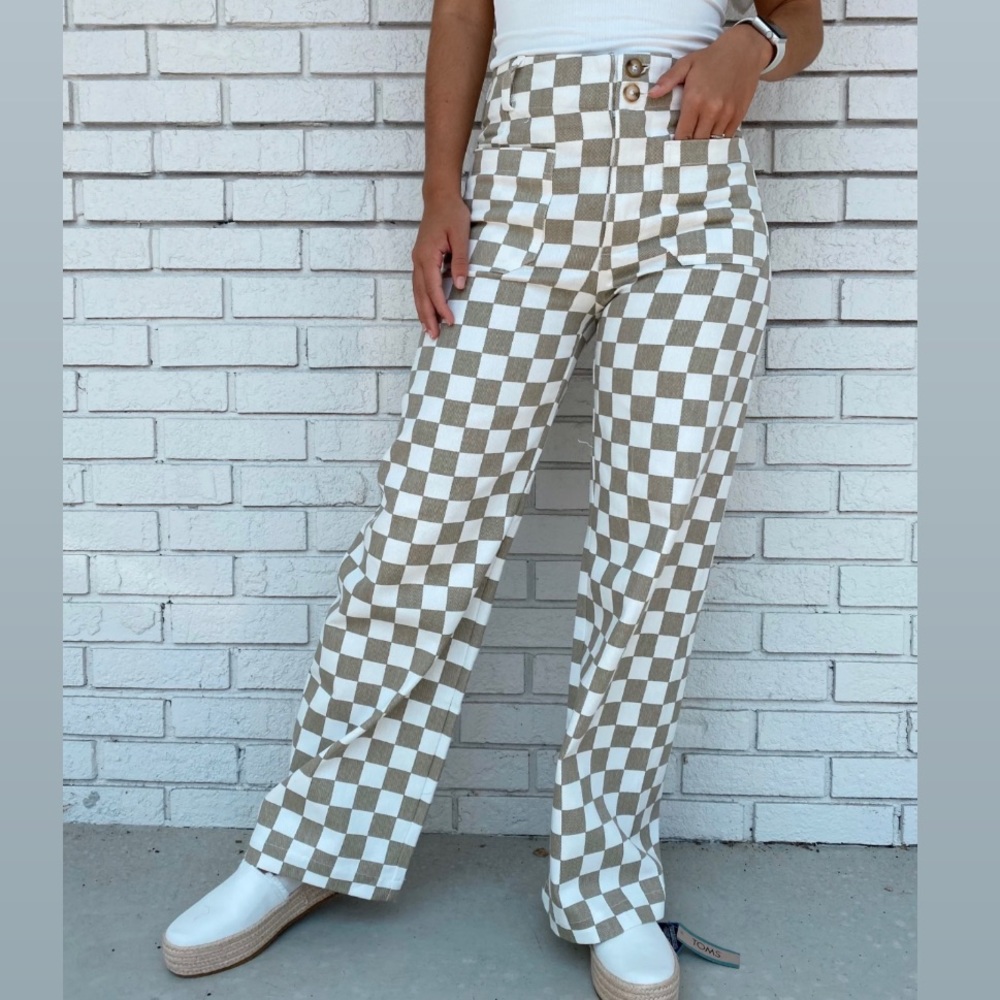Papermoon Boutique Checkered Jeans NWT